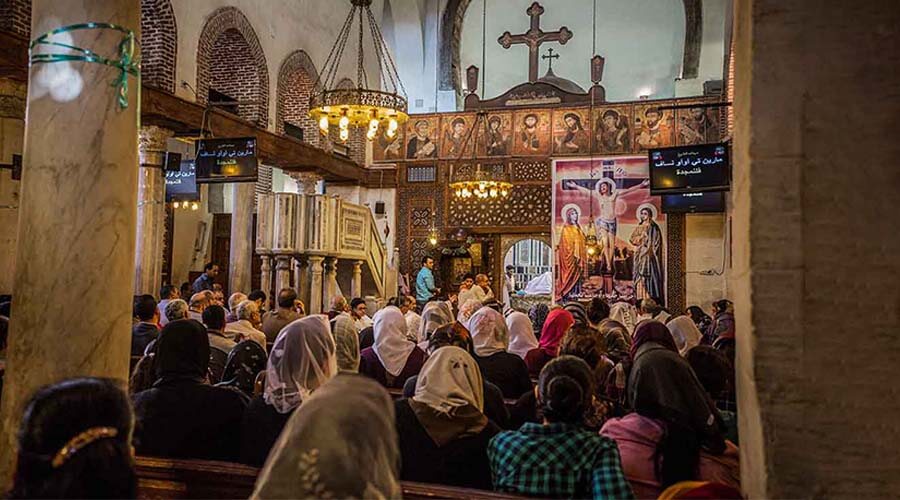 A picture showing the celebration of Christians in Egypt the feast of the resurrection